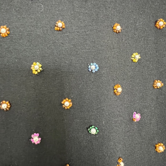 Pure cotton beaded black casual top - Picture 2 of 5